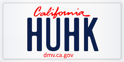 CA license plate HUHK