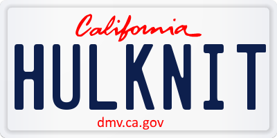 CA license plate HULKNIT