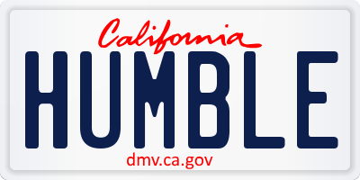 CA license plate HUMBLE