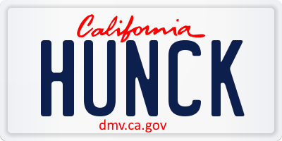 CA license plate HUNCK