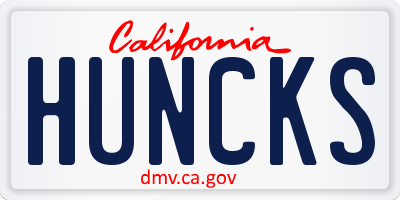 CA license plate HUNCKS