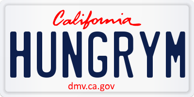 CA license plate HUNGRYM