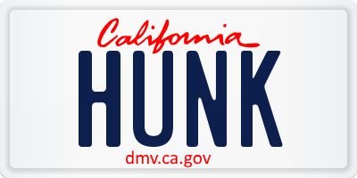 CA license plate HUNK