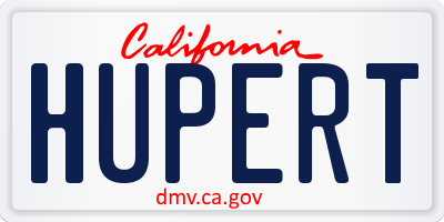 CA license plate HUPERT