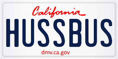 CA license plate HUSSBUS