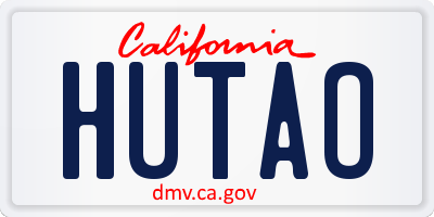 CA license plate HUTAO