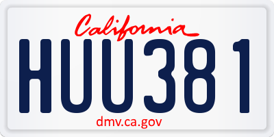 CA license plate HUU381