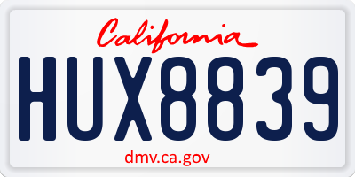 CA license plate HUX8839