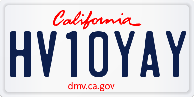 CA license plate HV10YAY