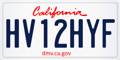 CA license plate HV12HYF