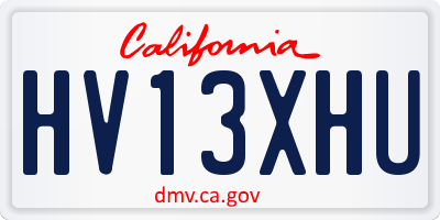 CA license plate HV13XHU