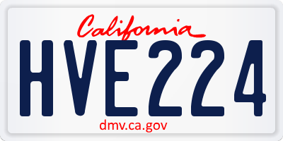 CA license plate HVE224