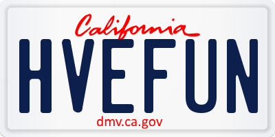 CA license plate HVEFUN