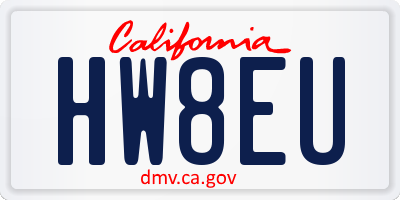 CA license plate HW8EU