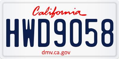 CA license plate HWD9058