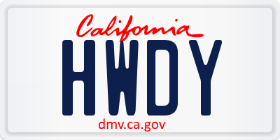 CA license plate HWDY