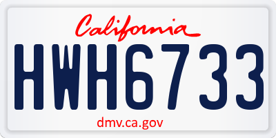 CA license plate HWH6733