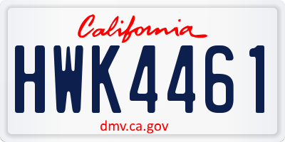 CA license plate HWK4461