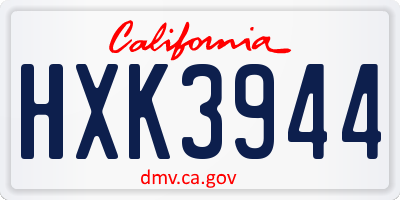 CA license plate HXK3944