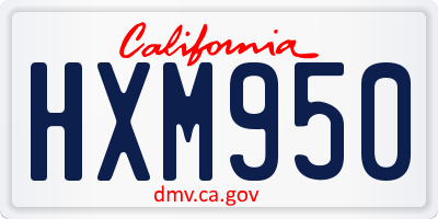 CA license plate HXM950