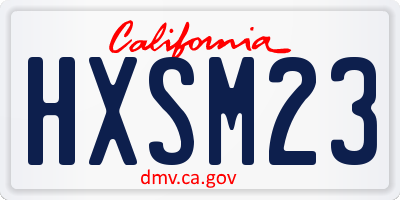 CA license plate HXSM23