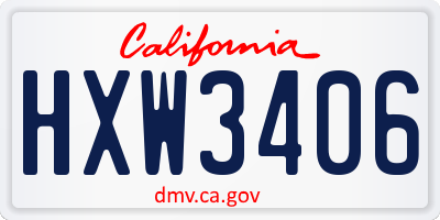 CA license plate HXW3406