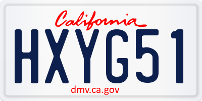 CA license plate HXYG51