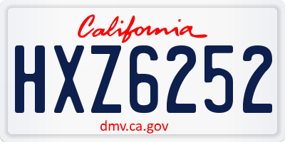 CA license plate HXZ6252