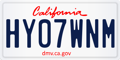 CA license plate HY07WNM