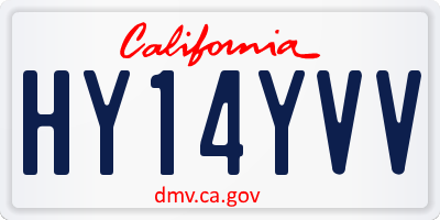 CA license plate HY14YVV