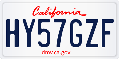 CA license plate HY57GZF