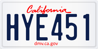 CA license plate HYE451