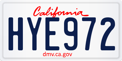 CA license plate HYE972