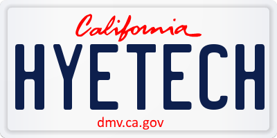 CA license plate HYETECH