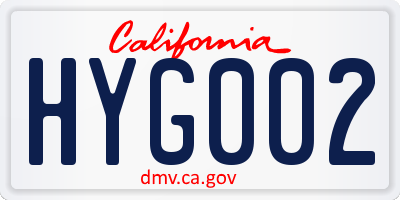 CA license plate HYG002