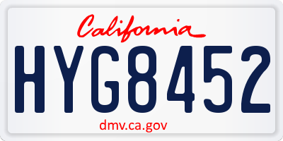 CA license plate HYG8452