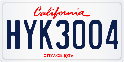 CA license plate HYK3004