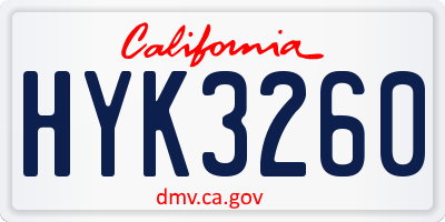 CA license plate HYK3260