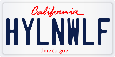 CA license plate HYLNWLF