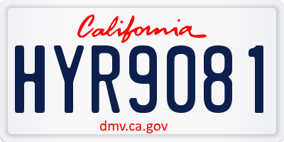 CA license plate HYR9081