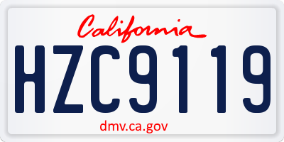 CA license plate HZC9119