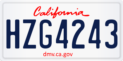 CA license plate HZG4243