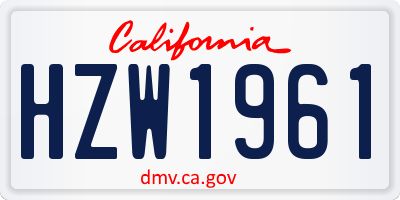 CA license plate HZW1961