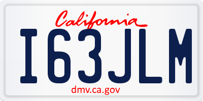 CA license plate I63JLM