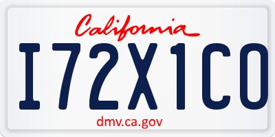 CA license plate I72X1CO