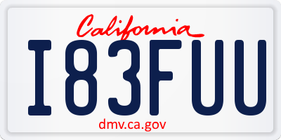 CA license plate I83FUU