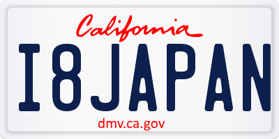 CA license plate I8JAPAN