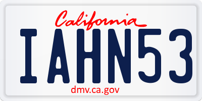 CA license plate IAHN53