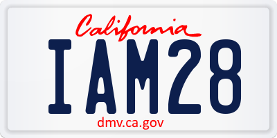 CA license plate IAM28