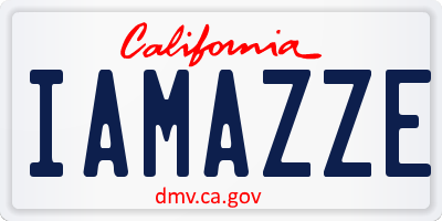 CA license plate IAMAZZE